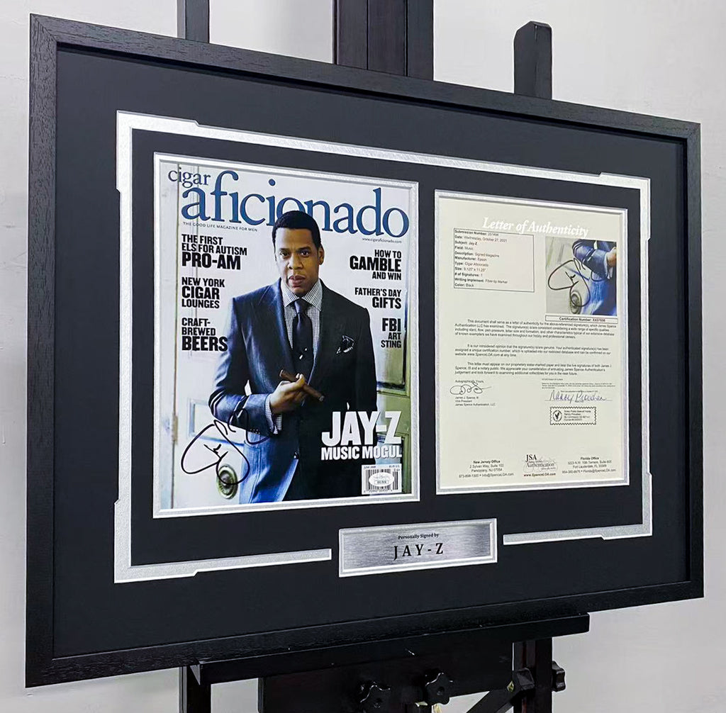 Jay‑Z Cigar Aficionado Signed Magazine Framed With JSA COA
