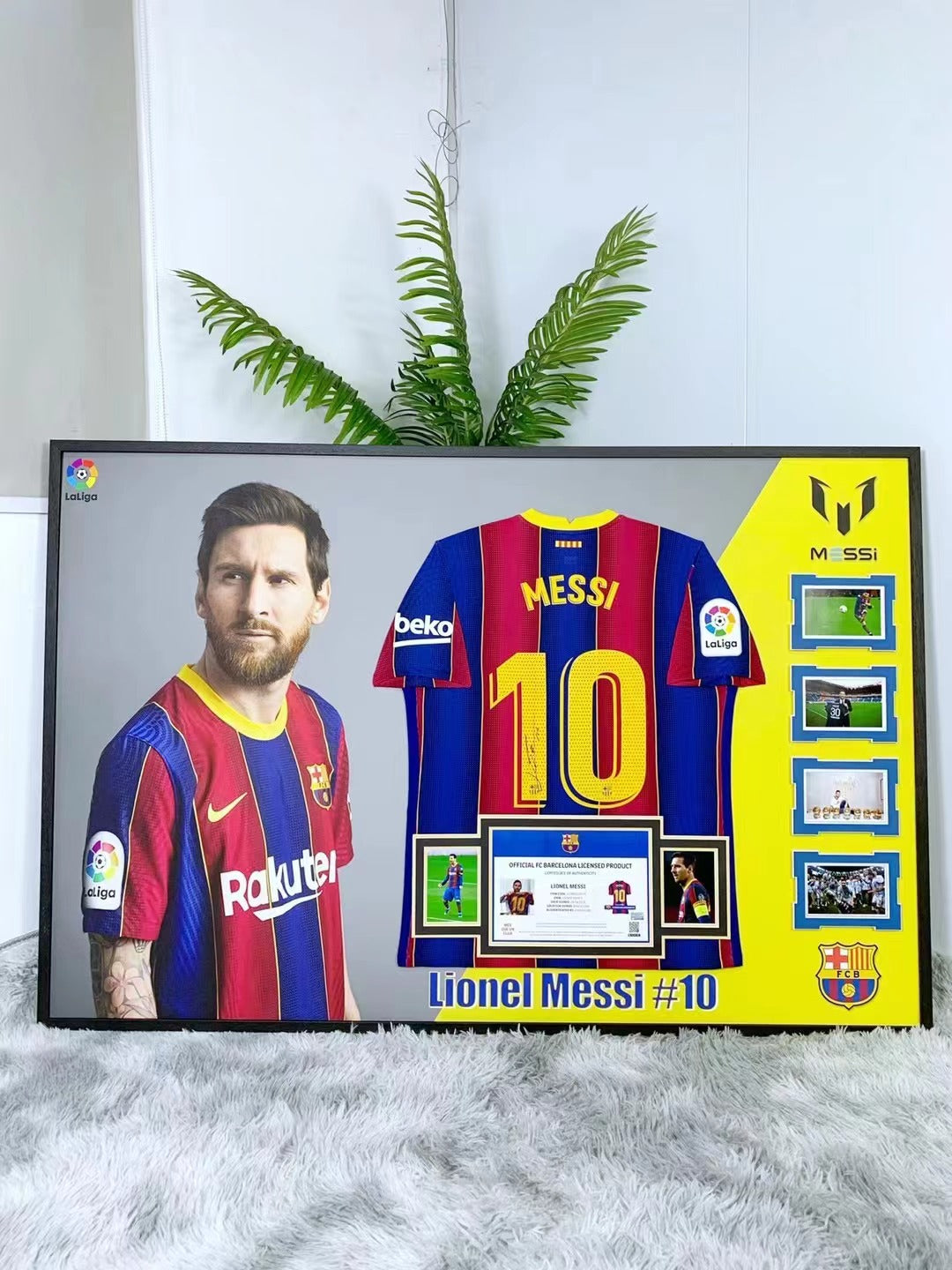 Lionel Messi Barcelona Signed Jersey Framing