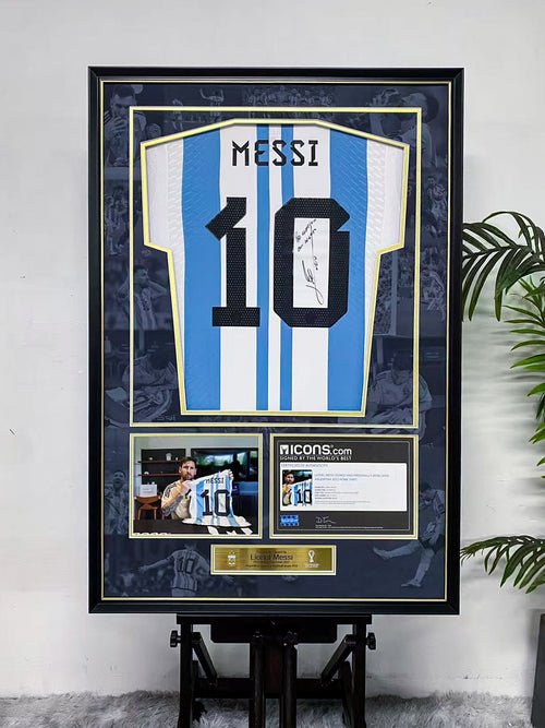 Lionel Messi Argentina Home Autographed Jersey Framing