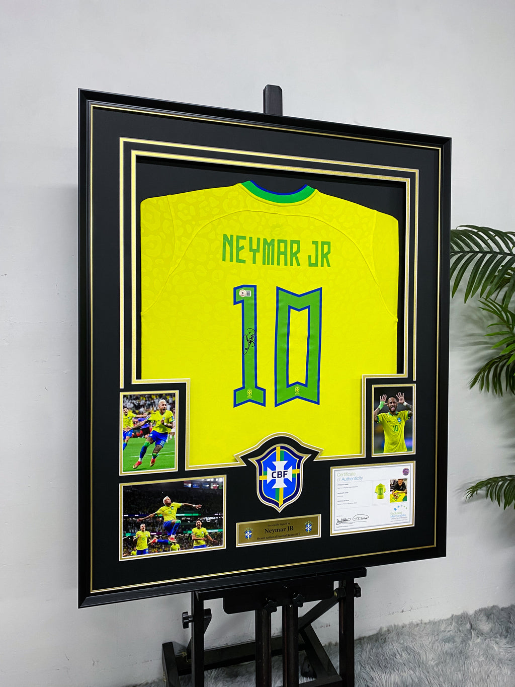 Neymar Jr Brazil National Team #10 Autographed Jersey Framing