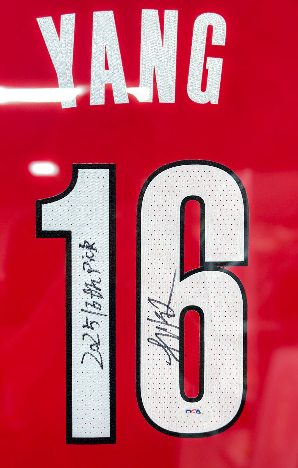 Yang Hansen Portland Trail Blazers Autographed Jersey Framed