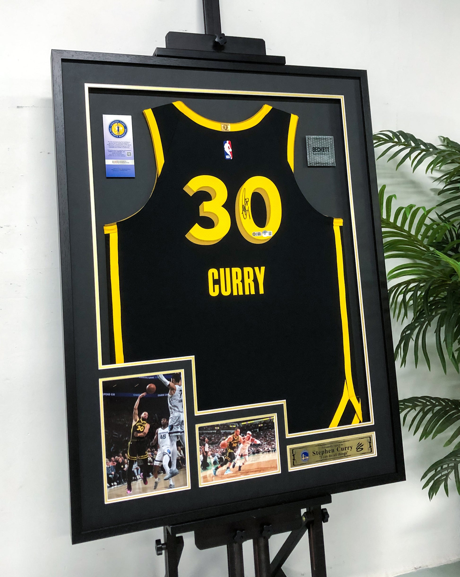 Stephen Curry Golden State Warriors Autographed Jersey Framed