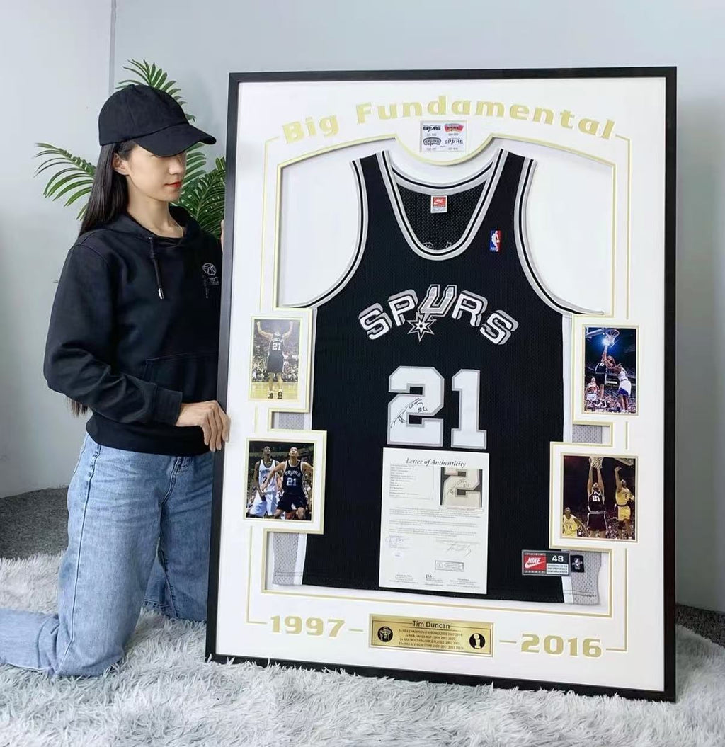 San Antonio Spurs Tim Duncan Autographed Jersey with Personalized Custom Design Framed 00001