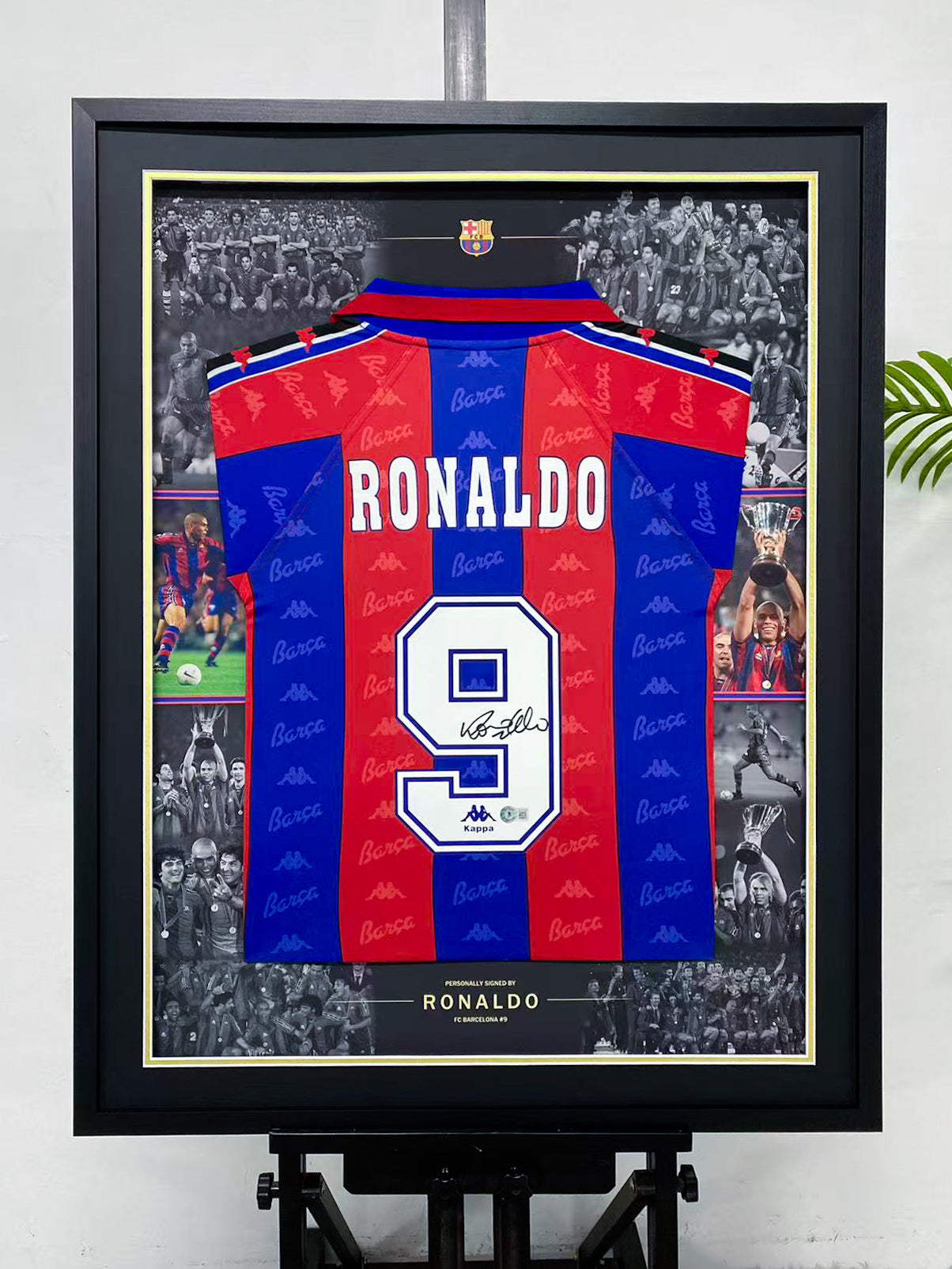 Ronaldo Signed Barcelona Framed Jersey
