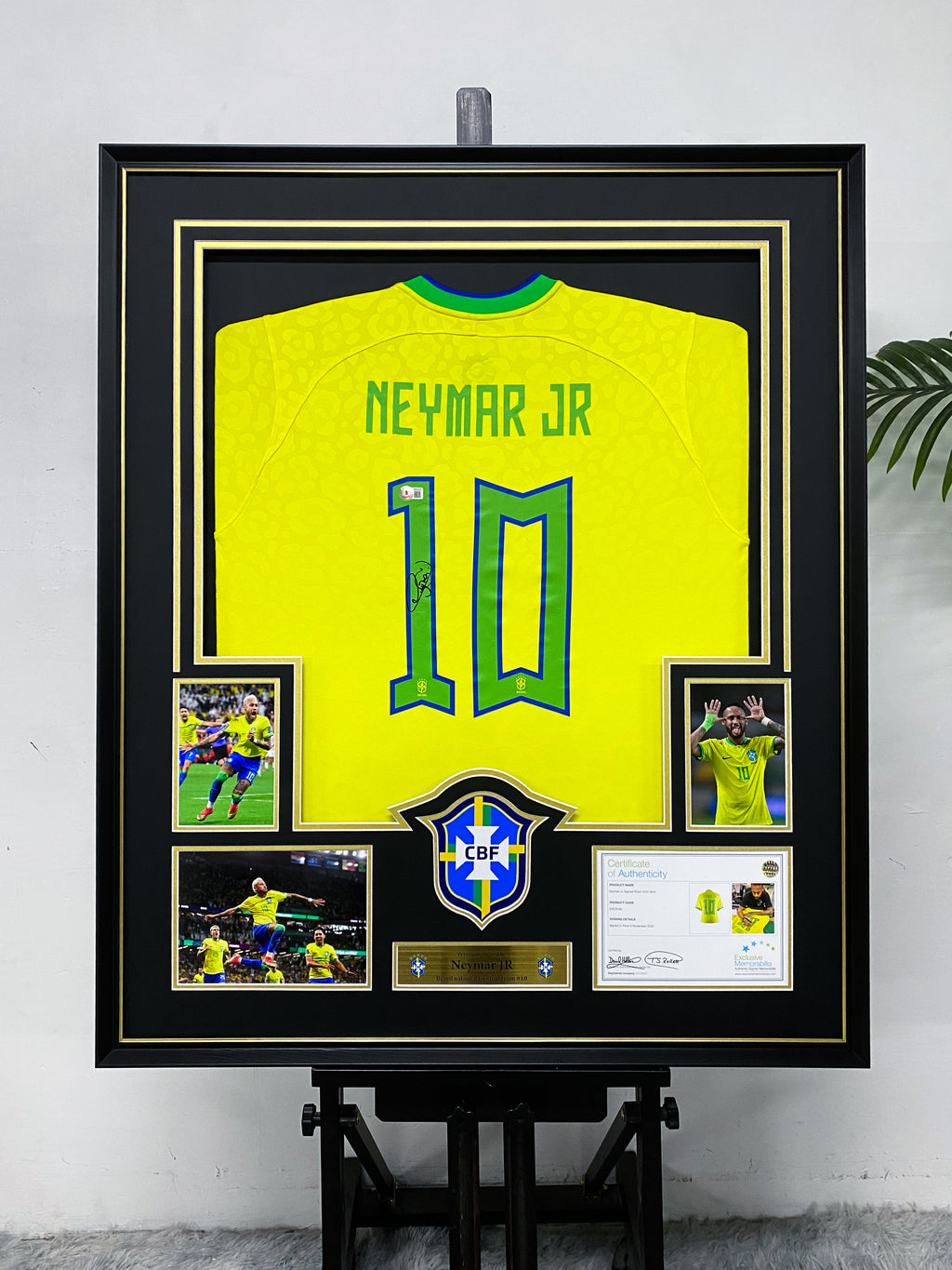 Neymar Jr Brazil National Team #10 Autographed Jersey Framing