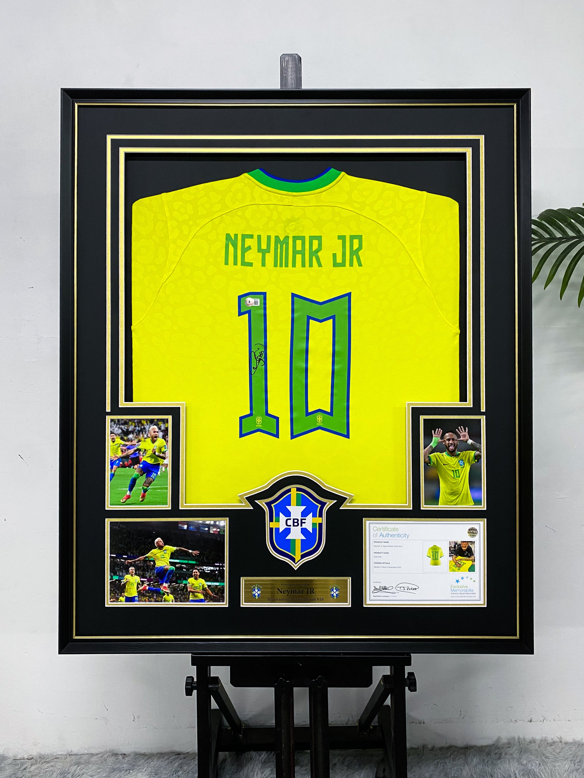 Neymar Jr Brazil National Team #10 Autographed Jersey Framing