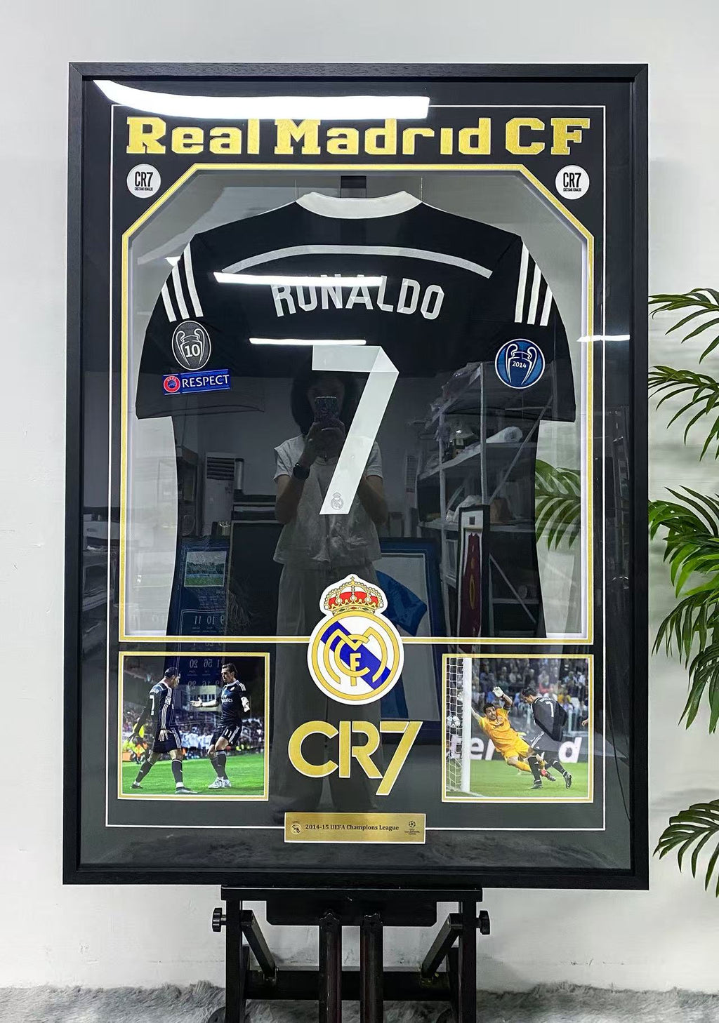 Cristiano Ronaldo Real Madrid 2014-15 Champions League Away Signed Black Jersey Framed Display