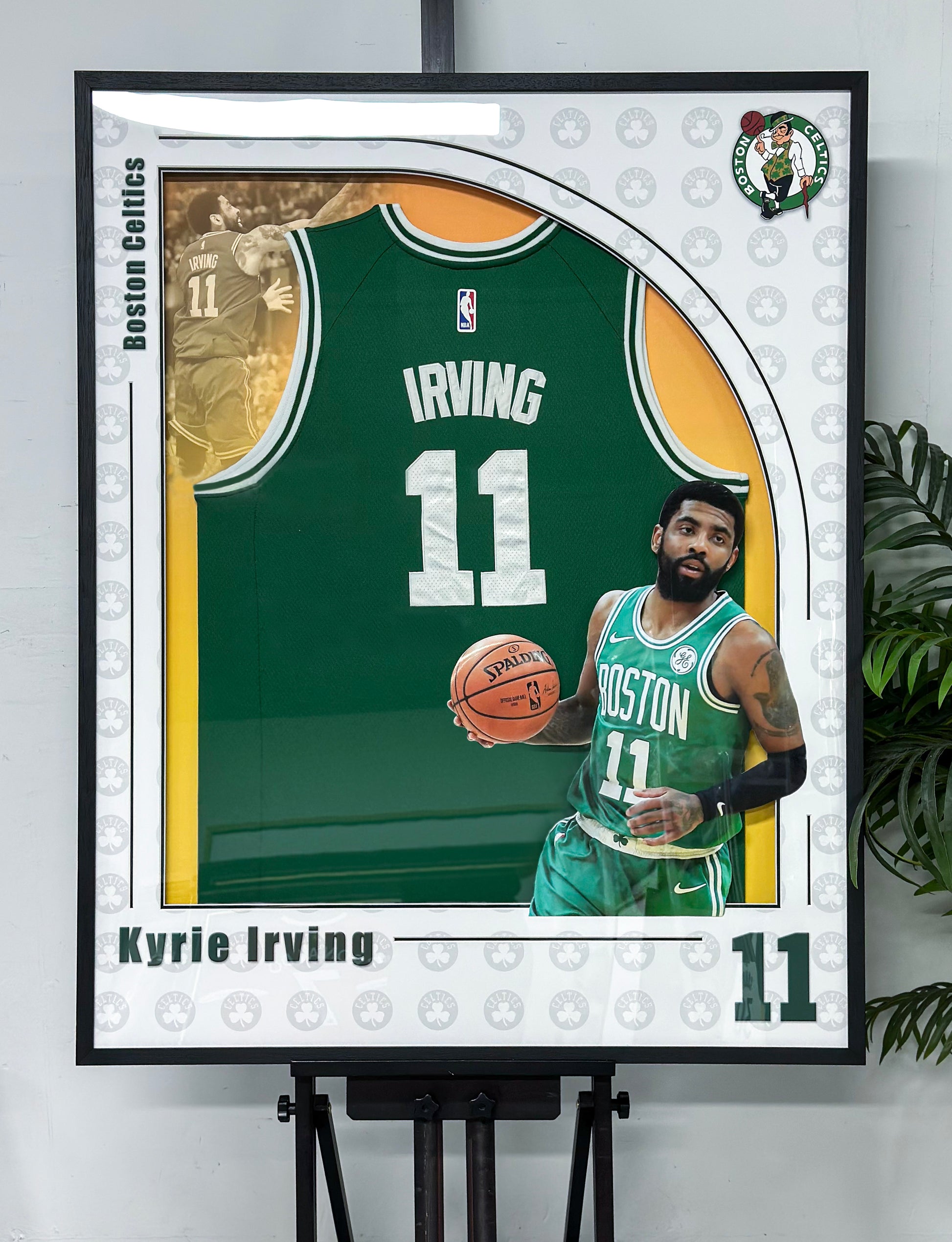 Kyrie Irving Boston Celtics Autographed Jersey Framed