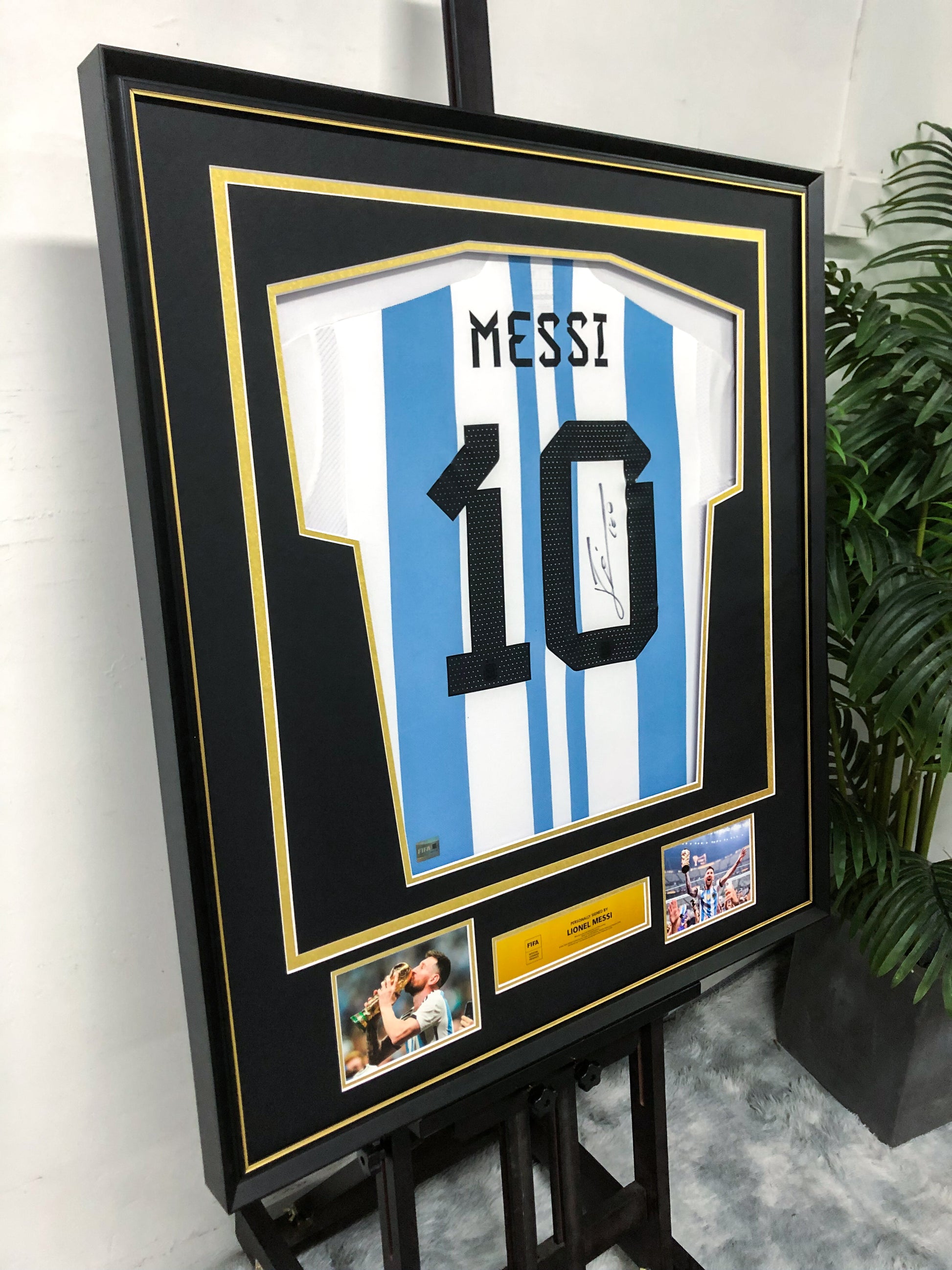 Messi Argentina National Team Autographed Jersey, Custom Framed