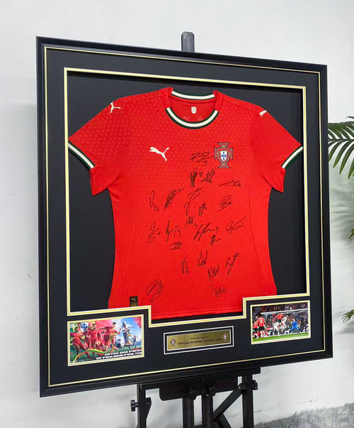 Portugal National Football Team Home Team‑Signed Jersey Framing