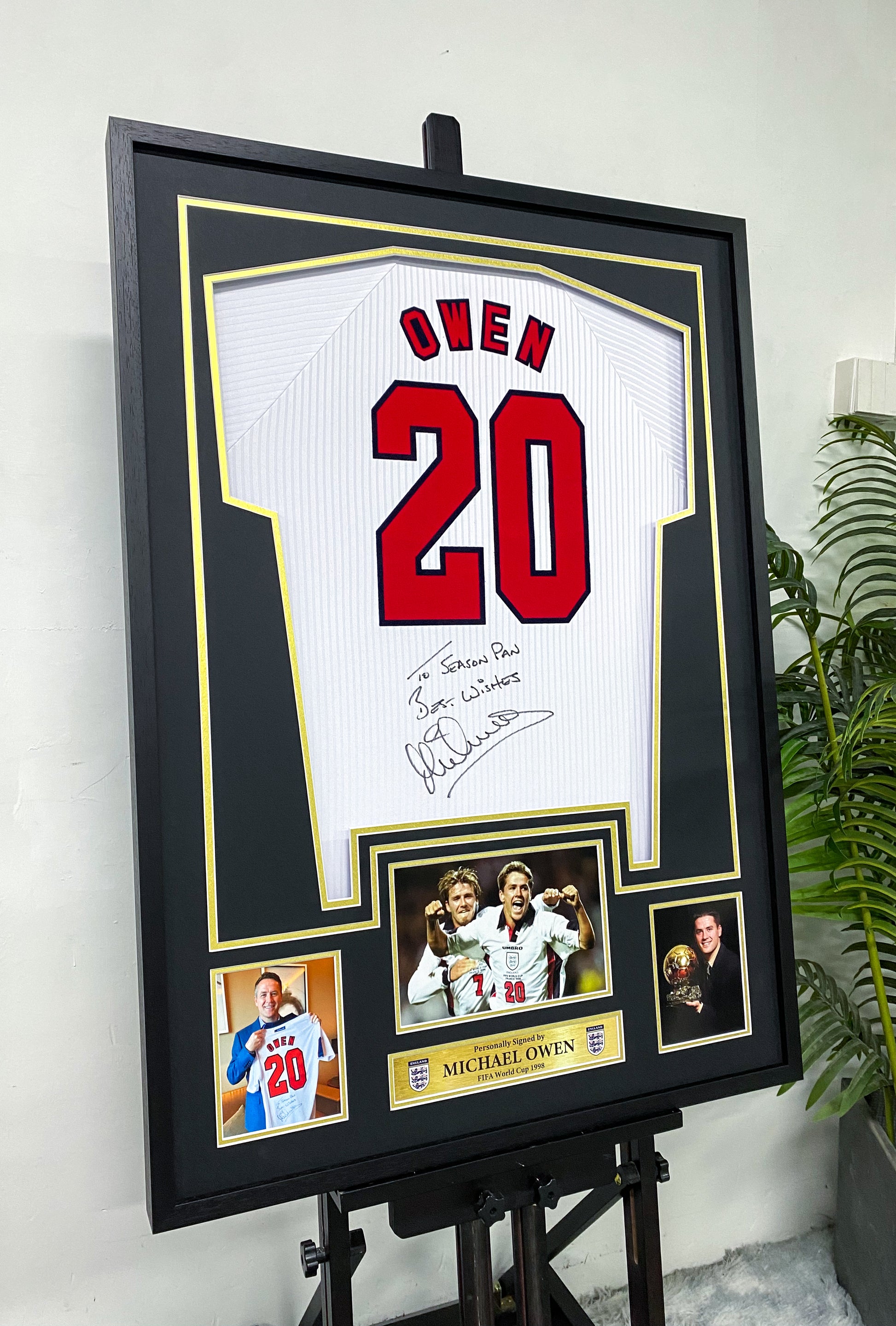 Michael Owen England 1998 World Cup 20 Jersey Framing