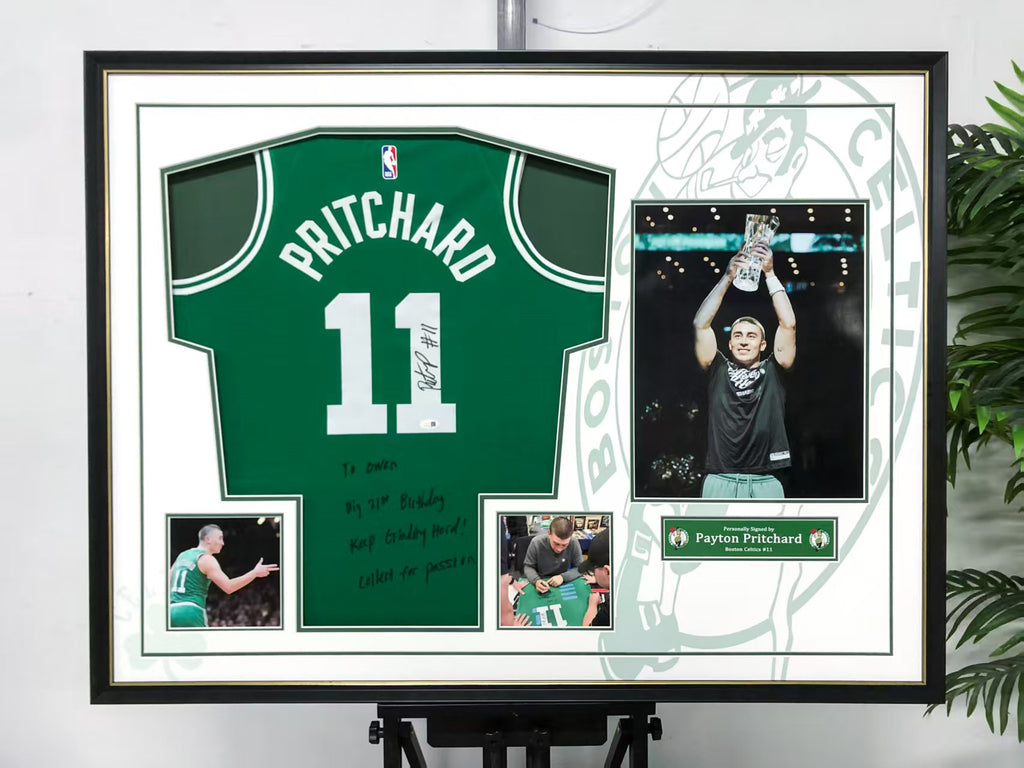 Boston Celtics Payton Pritchard Autographed Jersey with Standard Design Framed