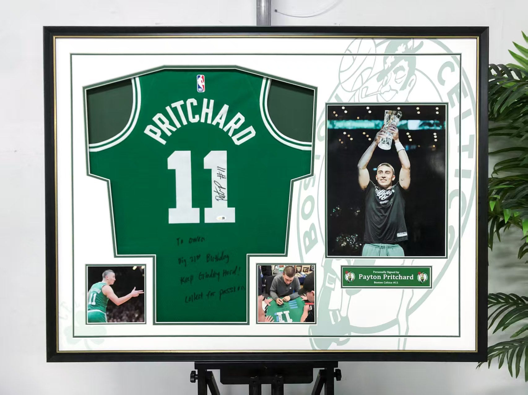 Boston Celtics Payton Pritchard Autographed Jersey with Standard Design Framed