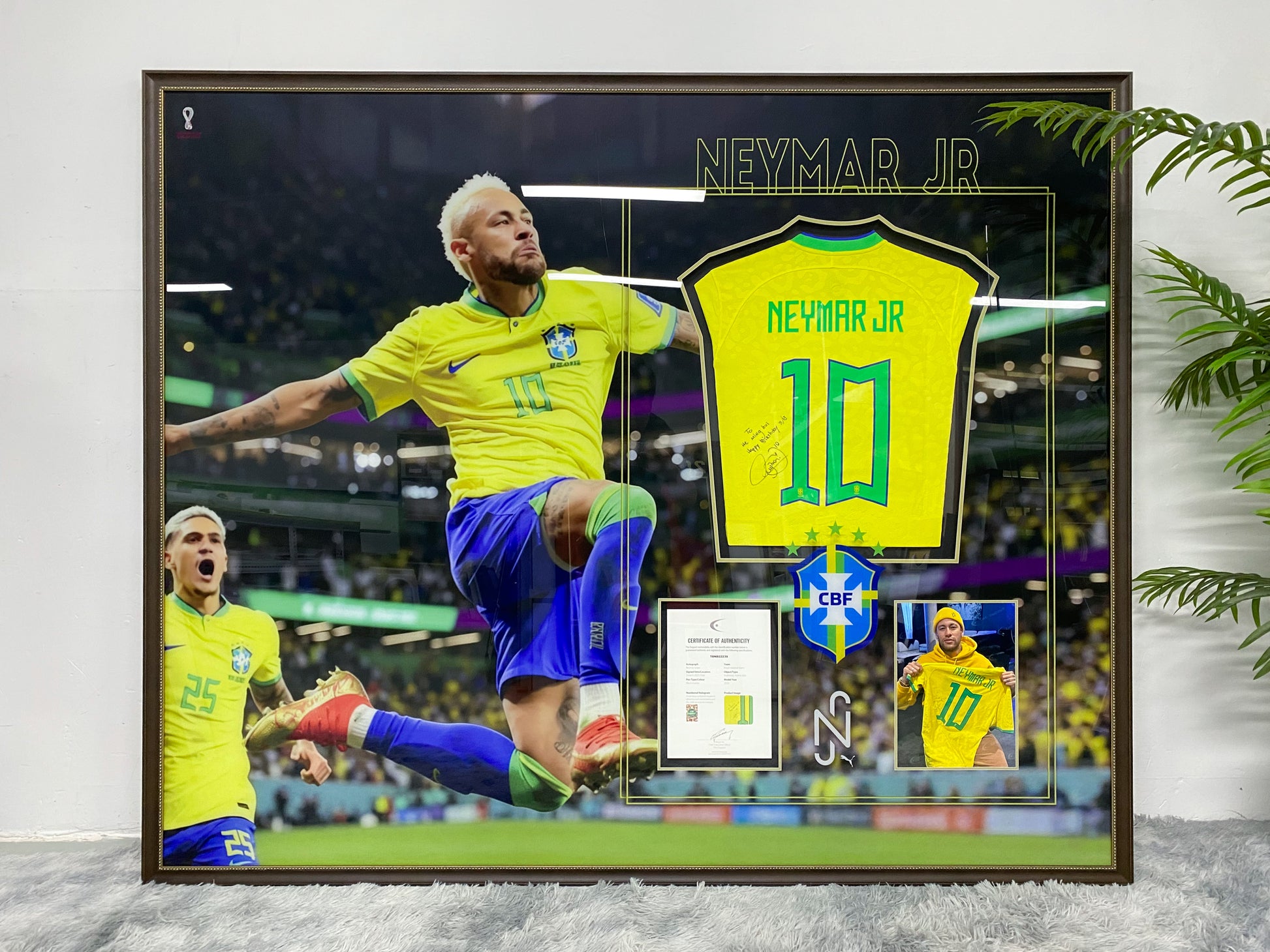 Neymar Jr Brazil National Team Jersey Framing