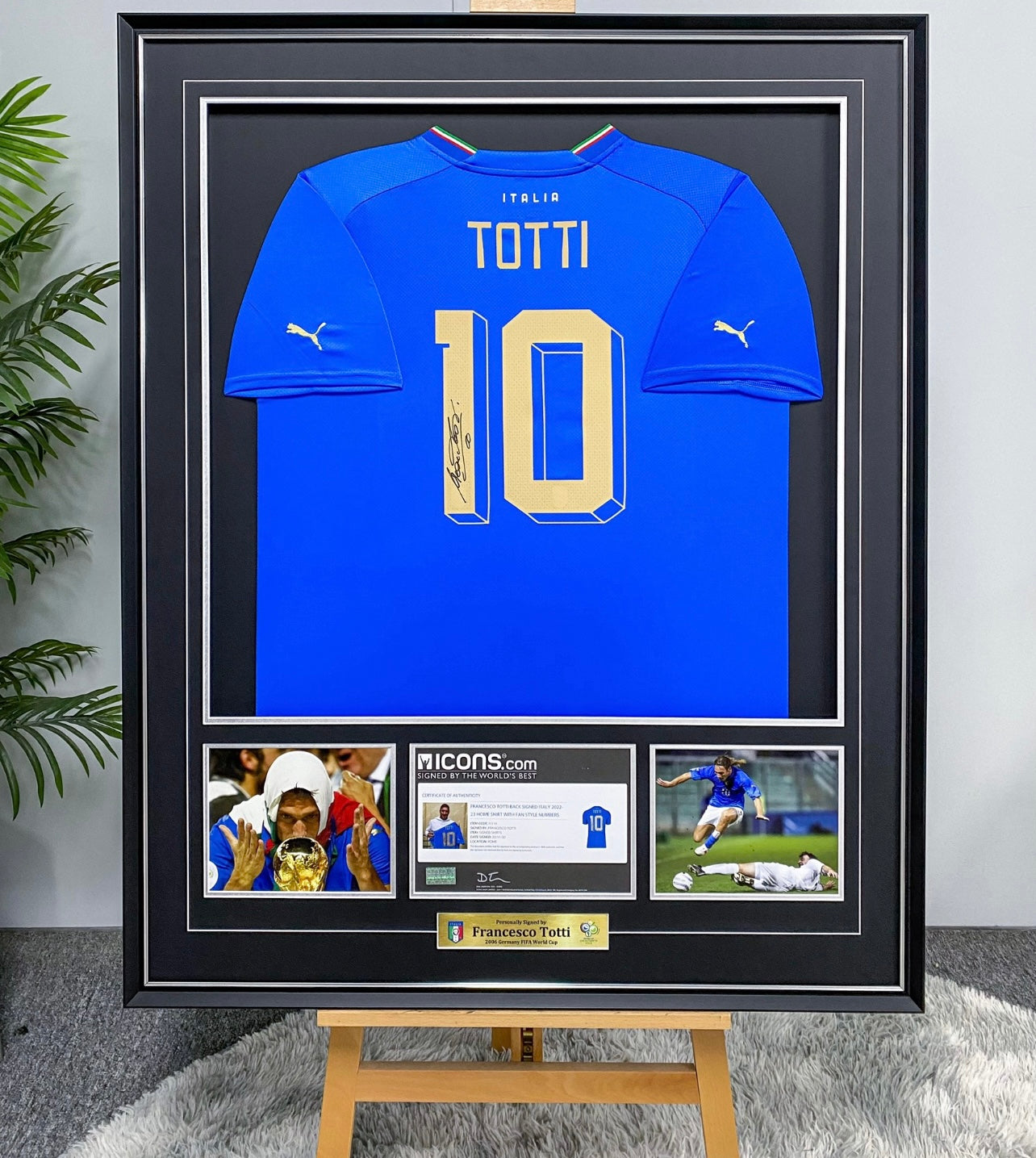 Francesco Totti Italy National Team Autographed Framed Jersey
