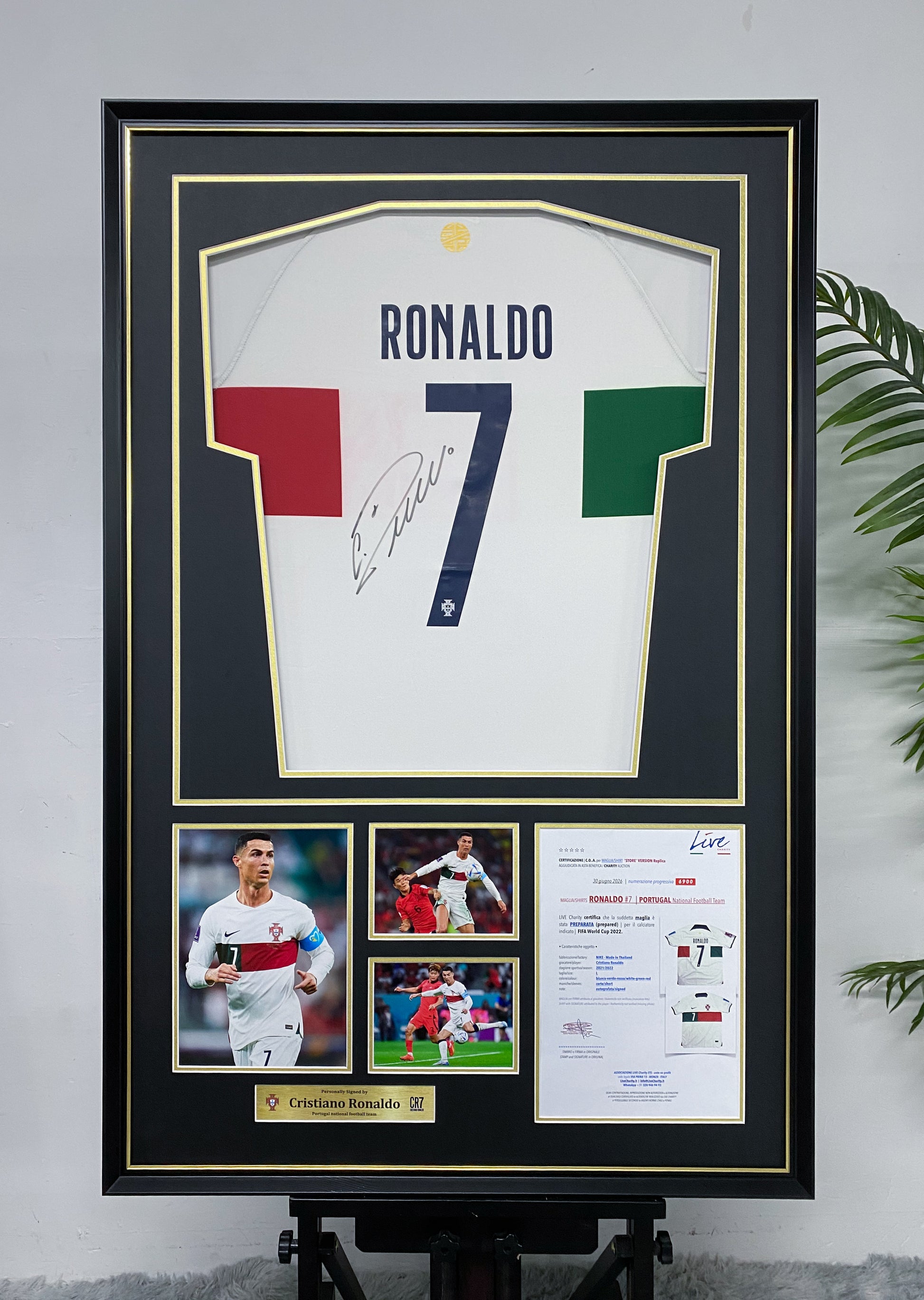 Cristiano Ronaldo Portugal Away Autographed Jersey Framing
