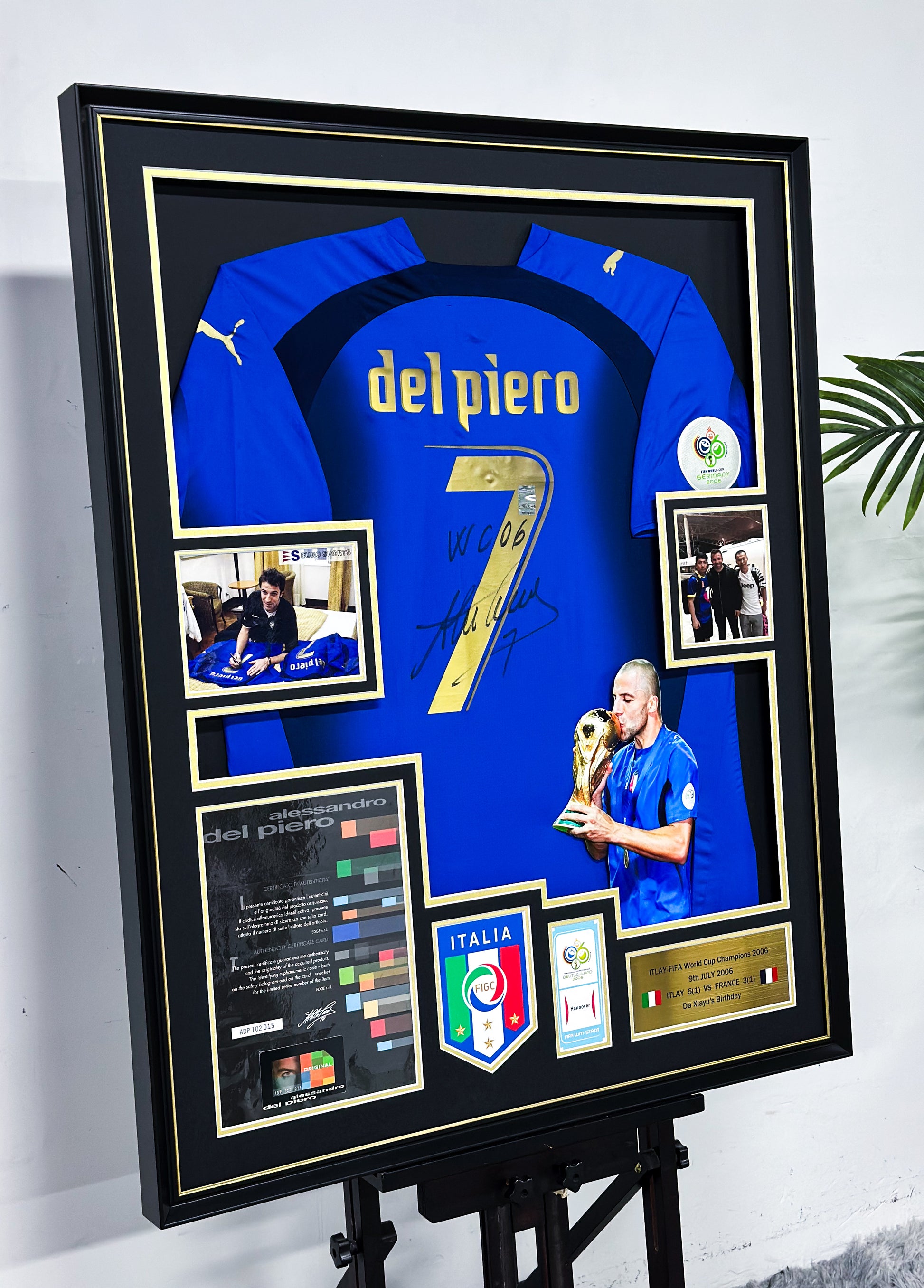 Alessandro Del Piero Italy 2006 World Cup Jersey Framing