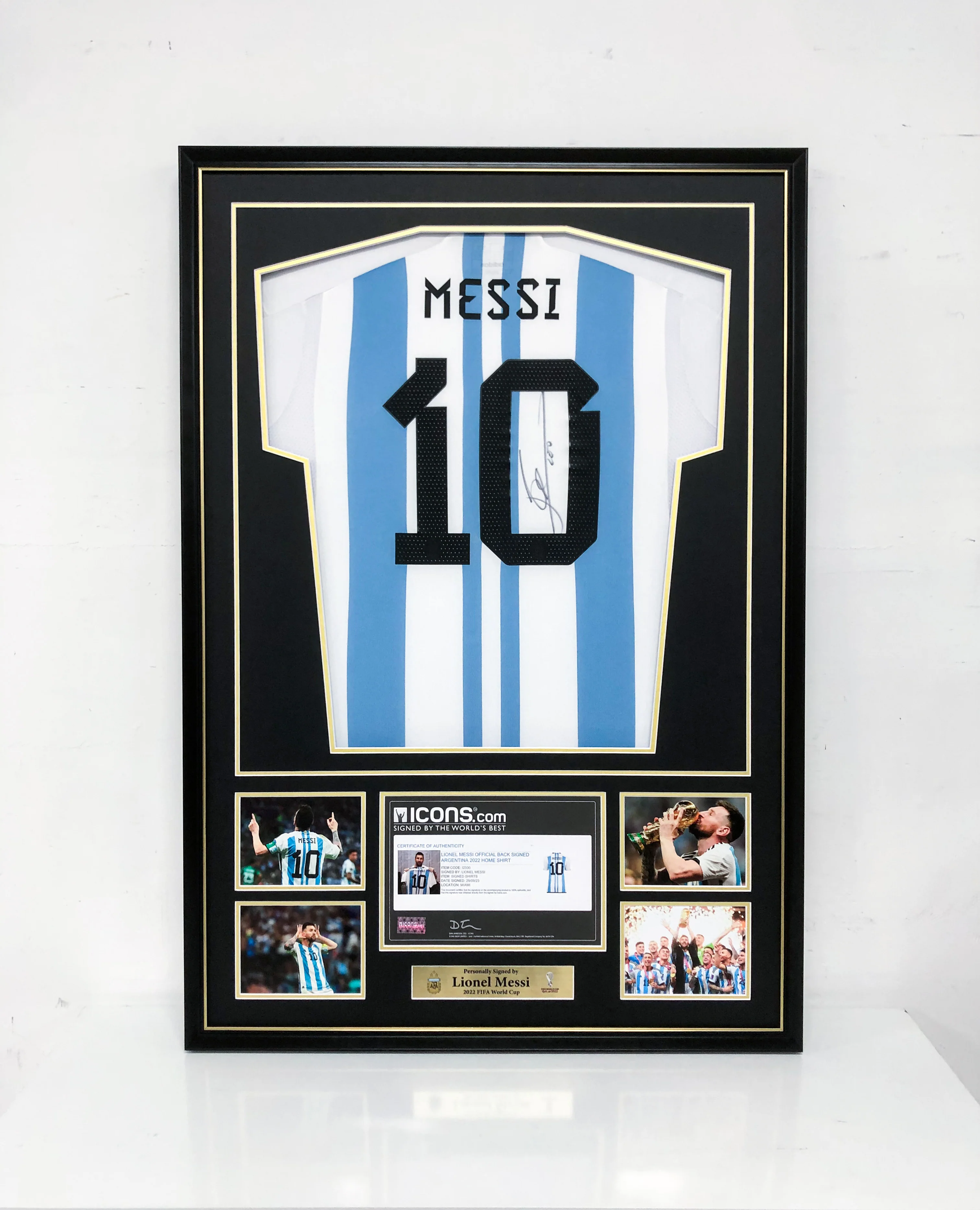 Lionel Messi Argentina Autographed Jersey Framing