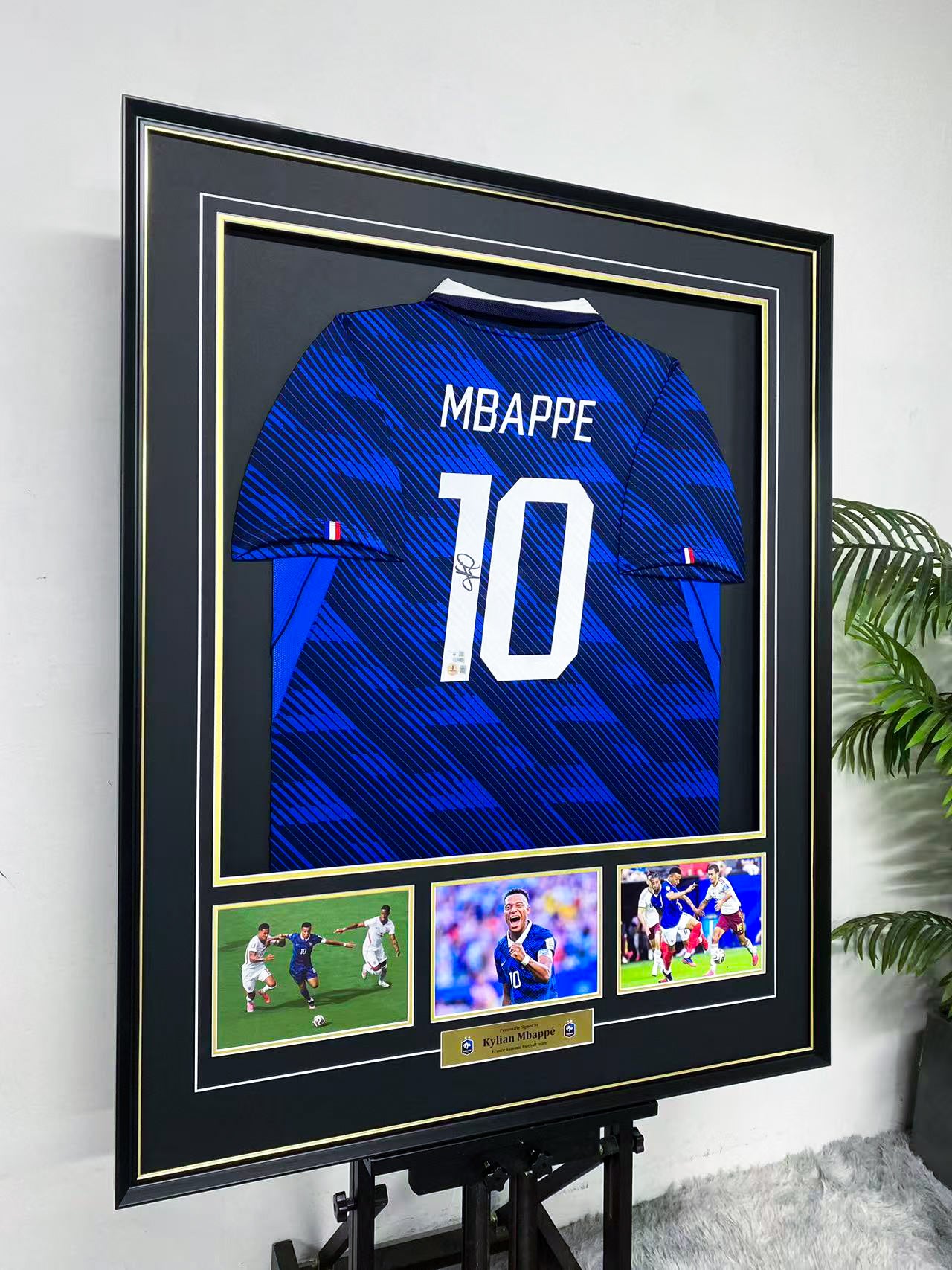 Kylian Mbappe Autographed France National Team Jersey Display Frame