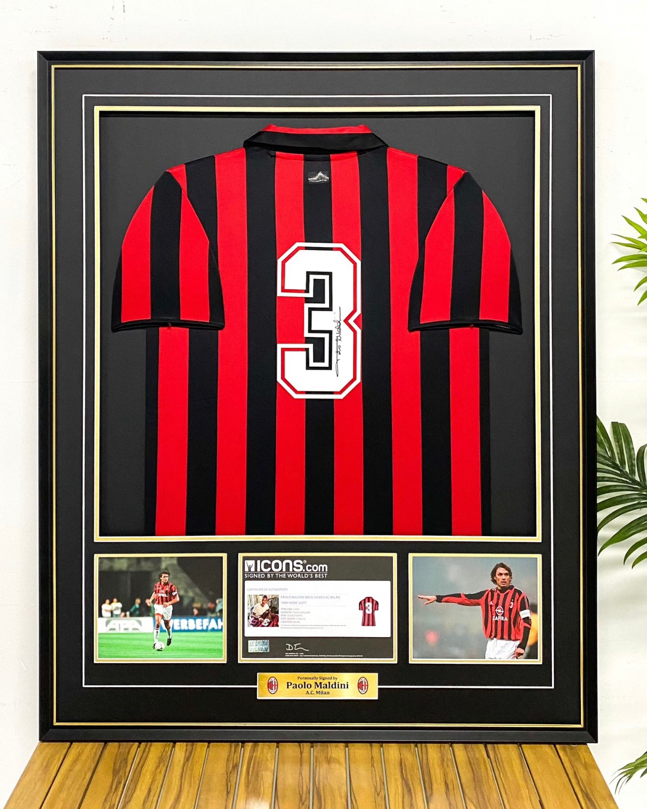 Paolo Maldini AC Milan Autographed Custom Framed Jersey