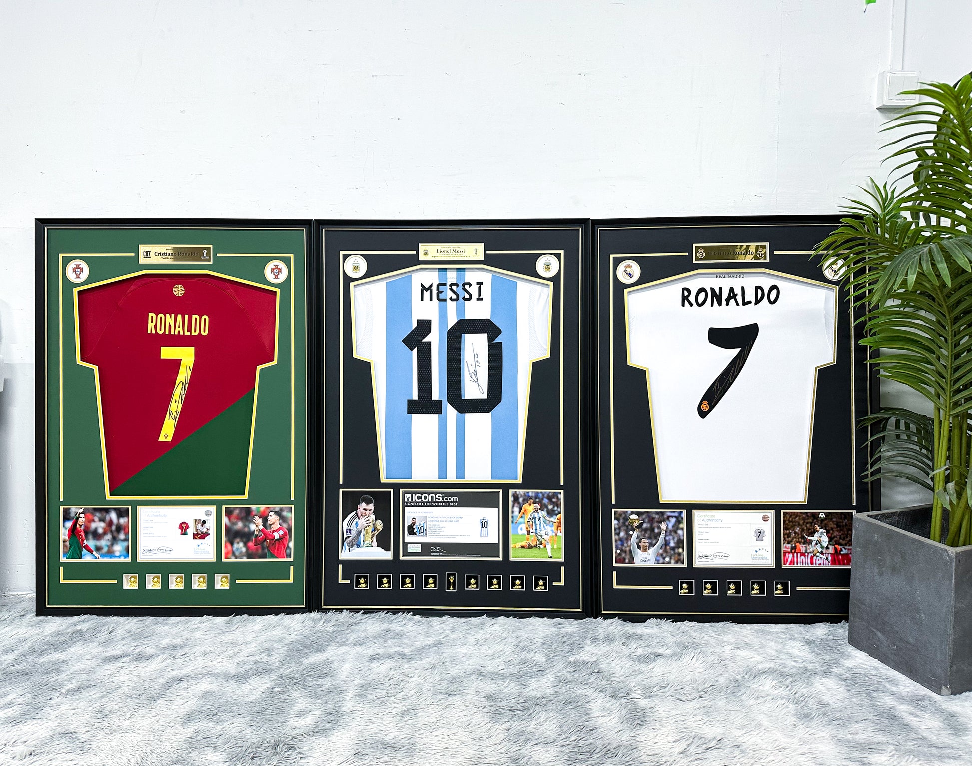 Cristiano Ronaldo & Lionel Messi Jersey Custom Framing