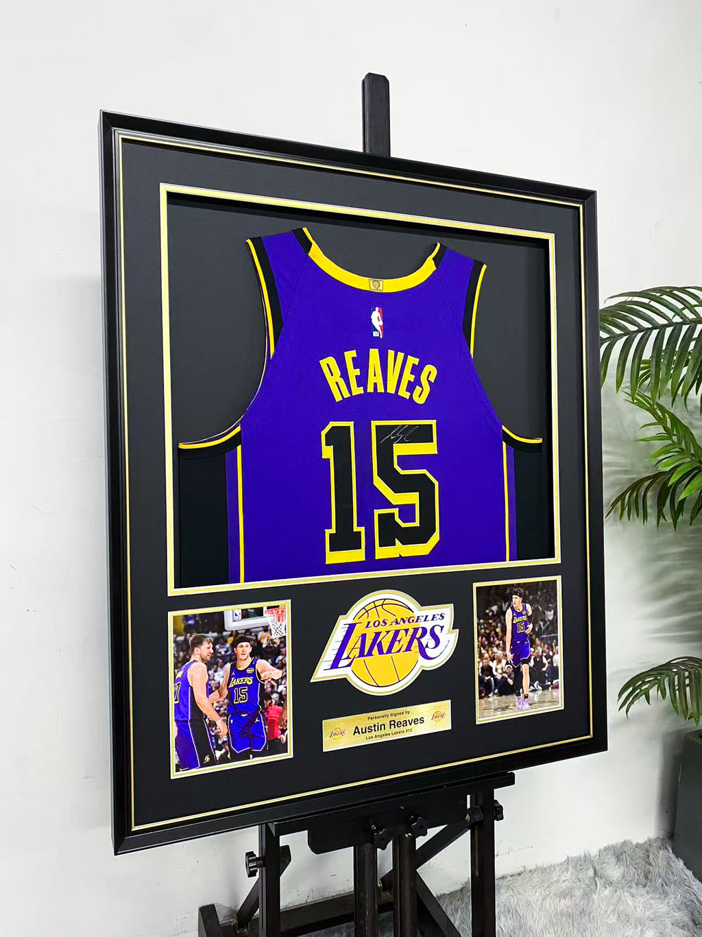 Austin Reaves Los Angeles Lakers 15 Signed Away Jersey Display Frame