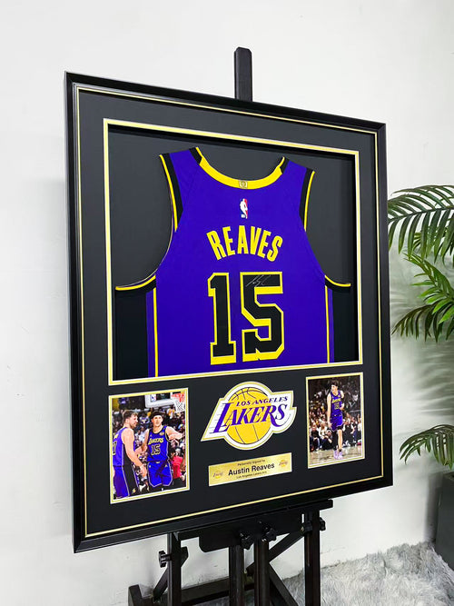 Austin Reaves Los Angeles Lakers 15 Signed Away Jersey Display Frame