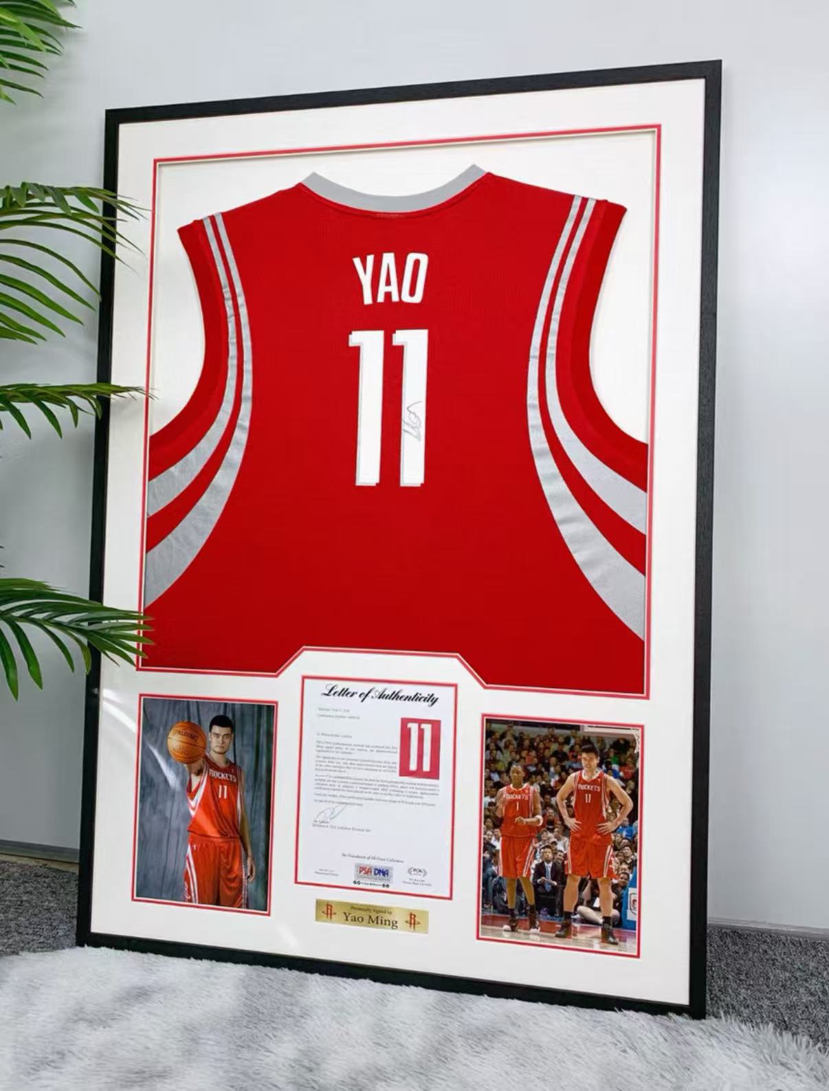 Yao Ming Houston Rockets Autographed Custom Framed Jersey