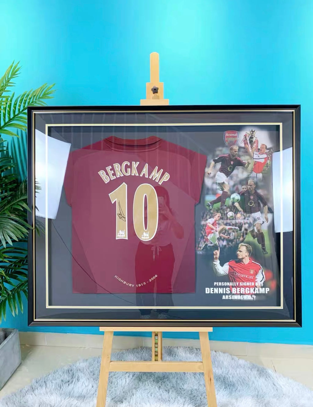 Dennis Bergkamp Arsenal Football Club Autographed Custom Framed Jersey