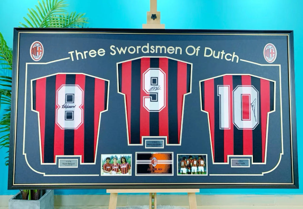 Frank Rijkaard Marco Van Basten Ruud Gullit AC Milan Autographed Jersey – Custom Framing