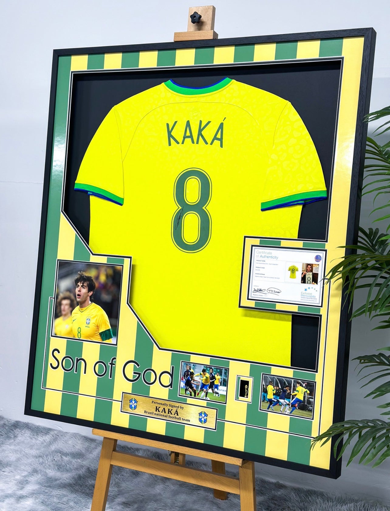 Kaka Brazil National Team Autographed Custom Framed Jersey