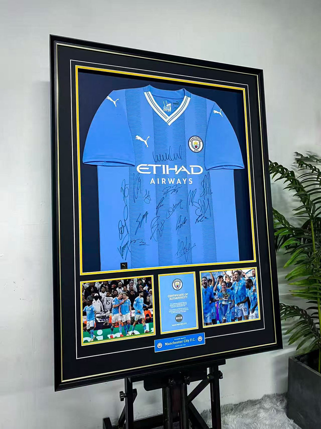 Manchester City F.C Team‑Signed Jersey Framing