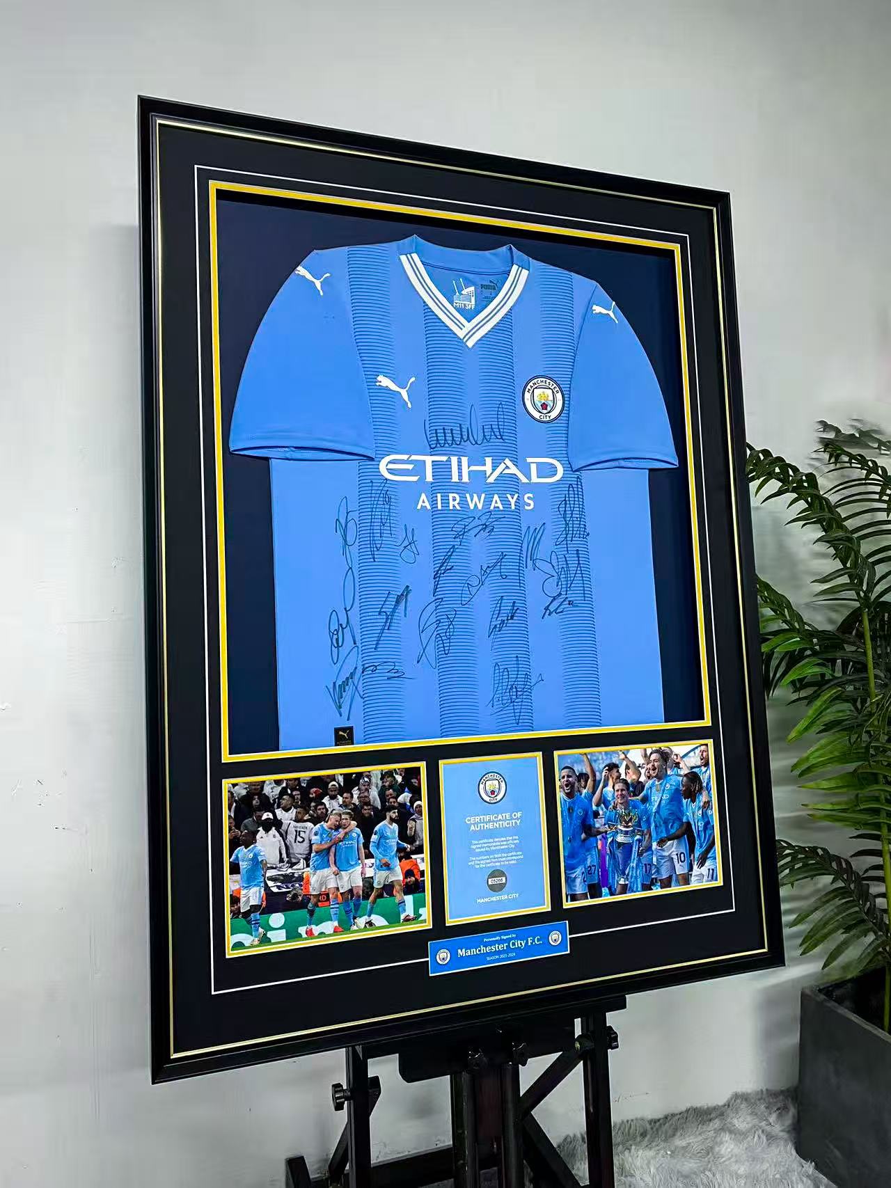 Manchester City F.C Team‑Signed Jersey Framing