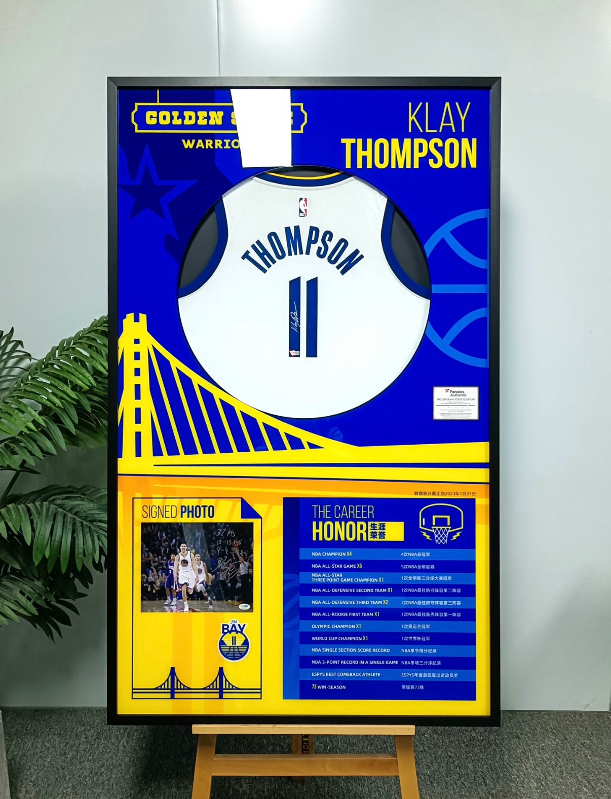 Klay Thompson Golden State Warriors Autographed Custom Framed Jersey