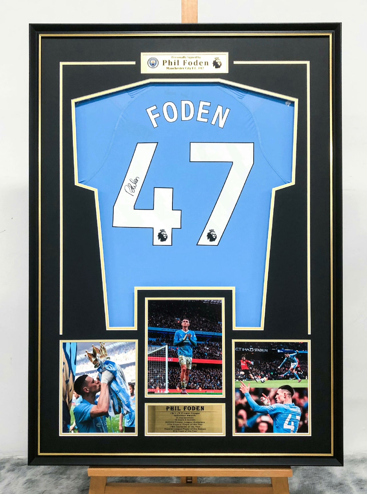 Phil Foden Manchester City FC Autographed Custom Framed Jersey