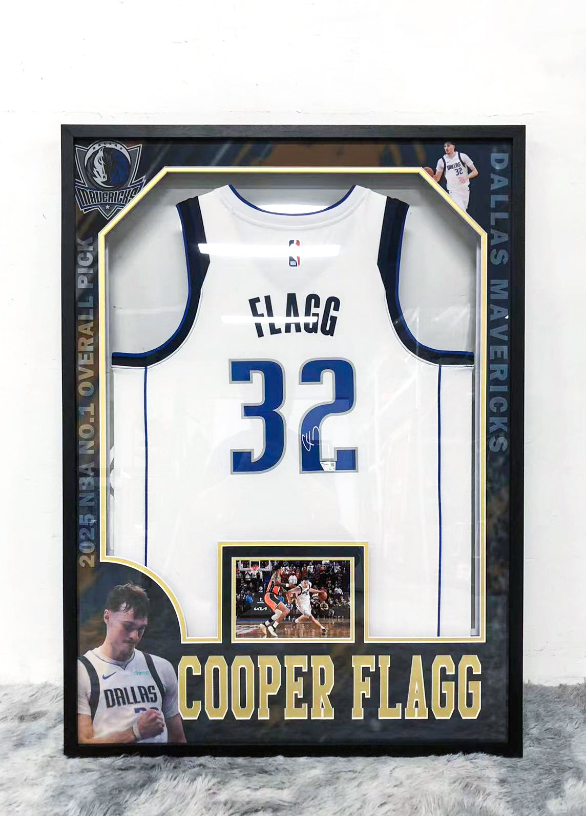 Cooper Flagg Dallas Mavericks Framed Signed Jersey
