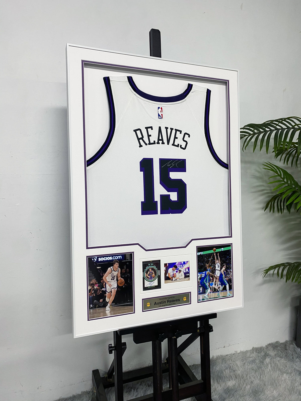 Austin Reaves Los Angeles Lakers 15 Signed Home Jersey Display Frame