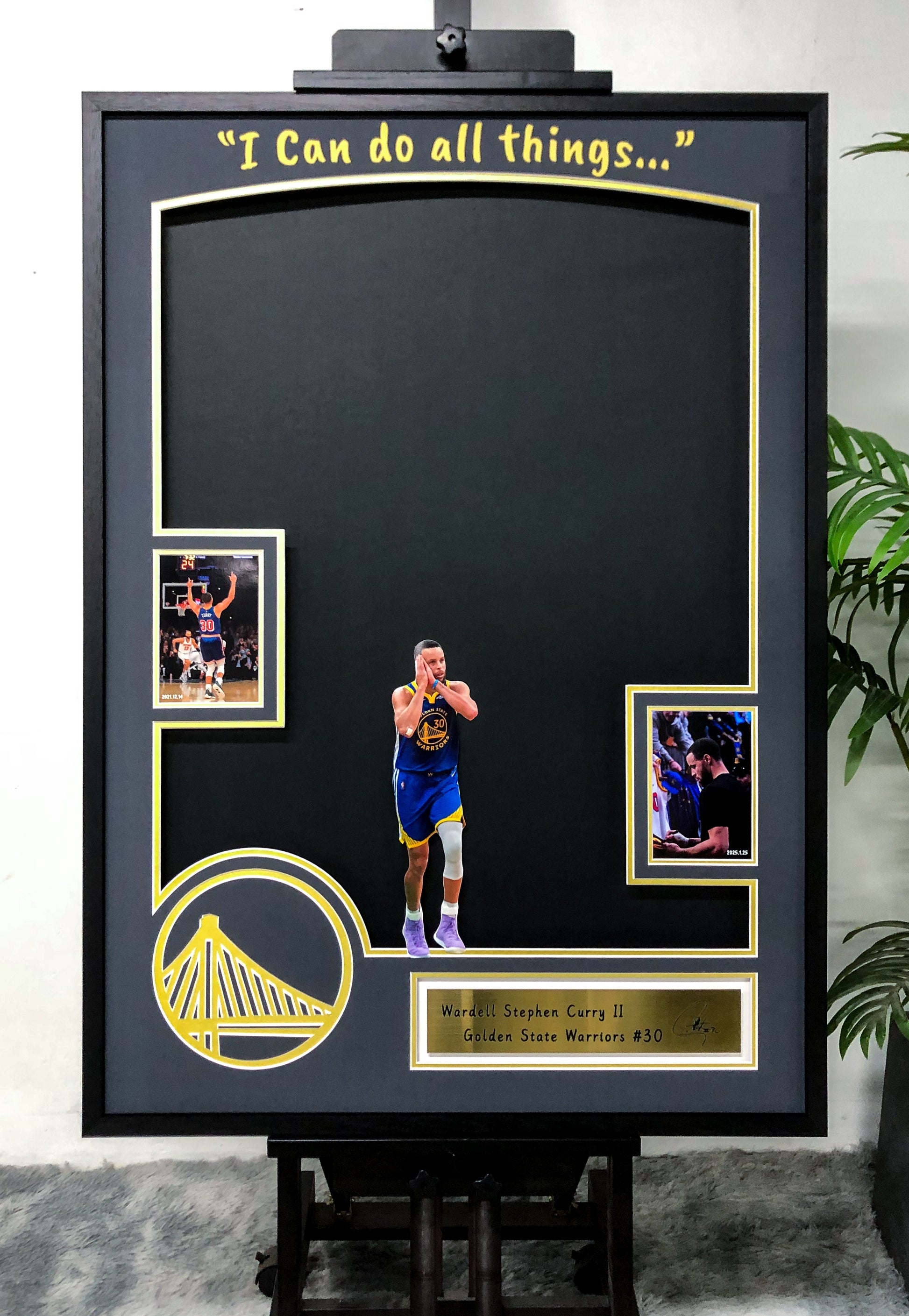 Golden State Warriors Stephen Curry Autographed Jersey with Personalized Custom Design Framed