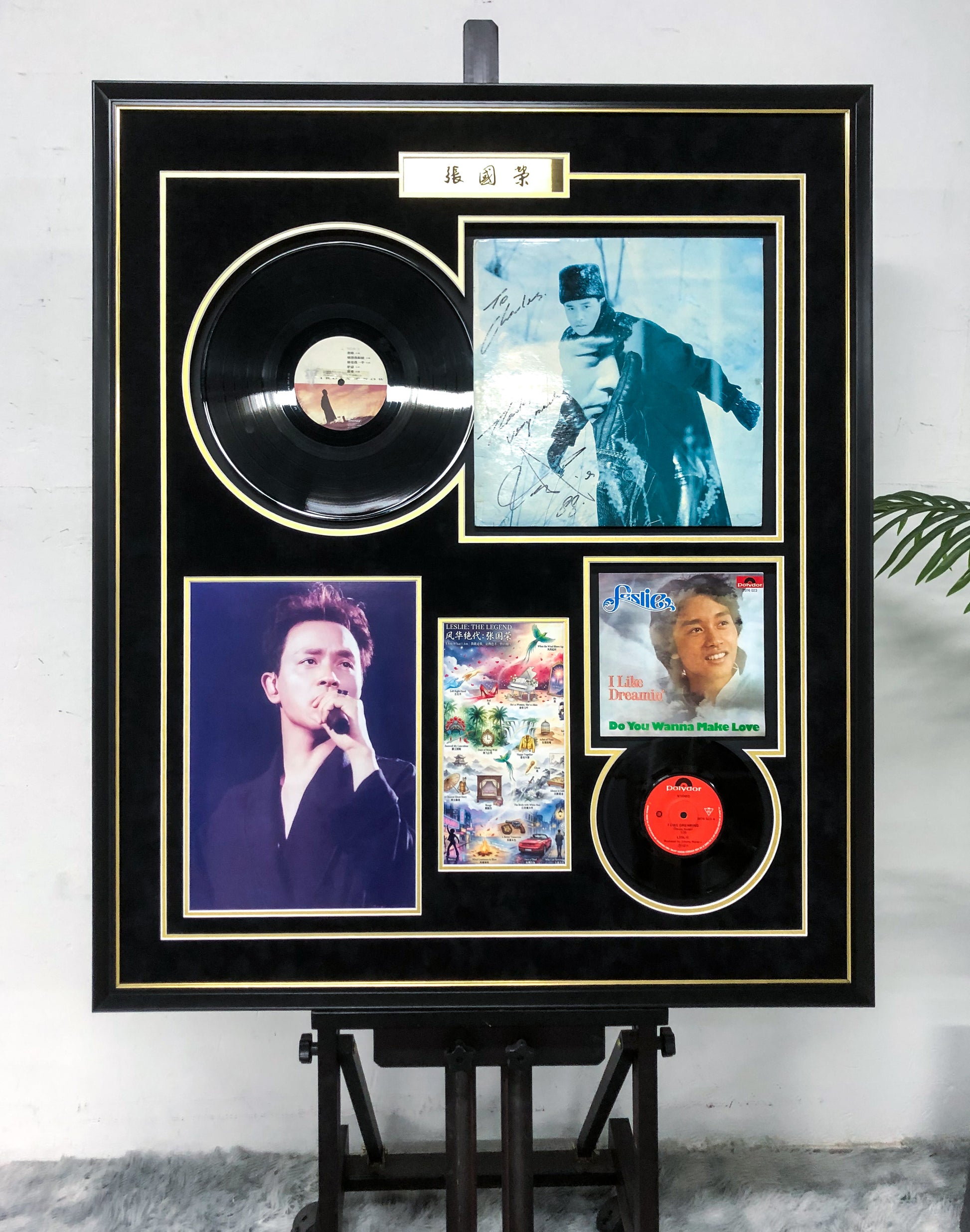 Leslie Cheung vinyl records custom framing