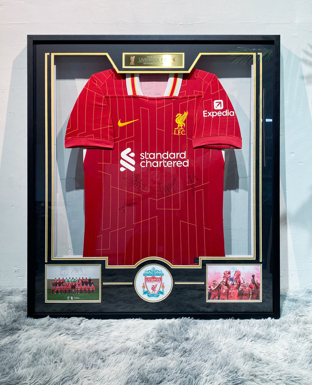 Liverpool FC New Season Home Multi-Player Team Signed Jersey Framed Display