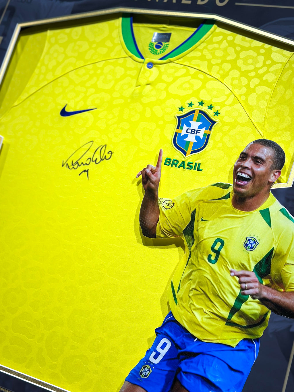 Ronaldo Brazil National Team Jersey Framing | Bespoke Autograph Memorabilia Display