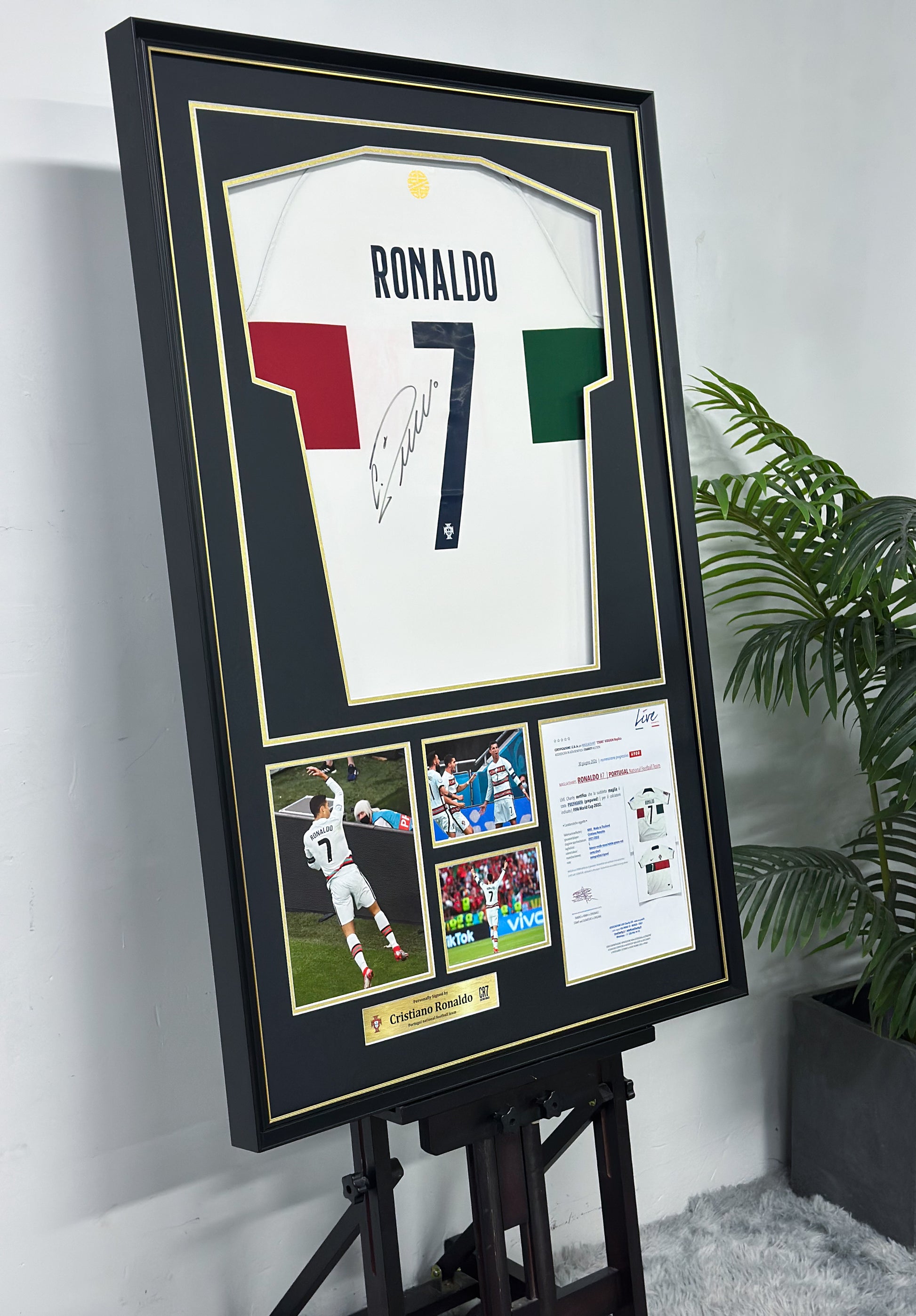 Cristiano Ronaldo Portugal Away Autographed Jersey Framing