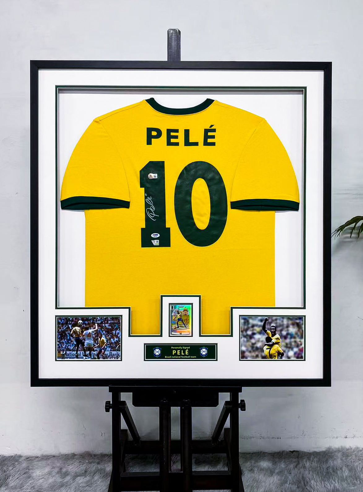 Pele Brazil National Team Signed Jersey Framed