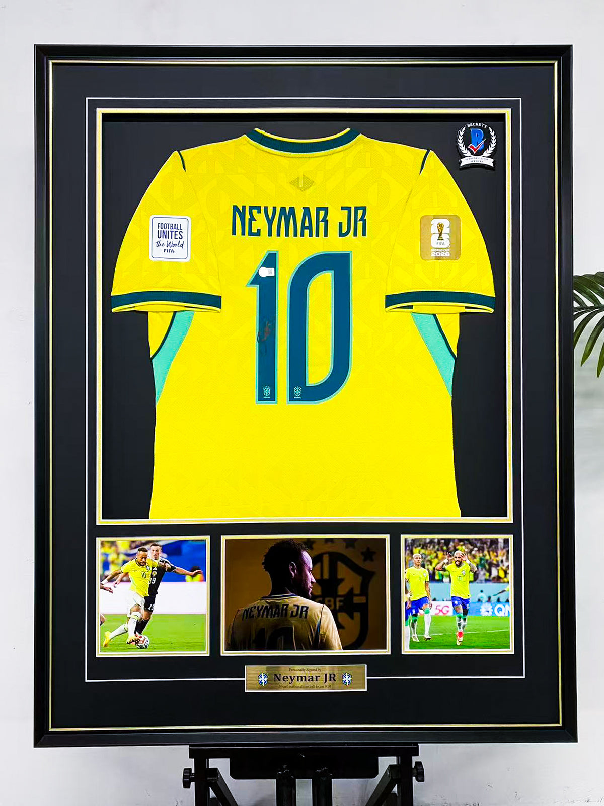 Neymar Jr Brazil #10 Signed Framed Jersey Collectible