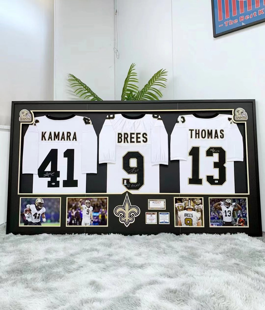 Alvin Kamara Drew Brees Michael Thomas NFL Signed Jersey Framing
