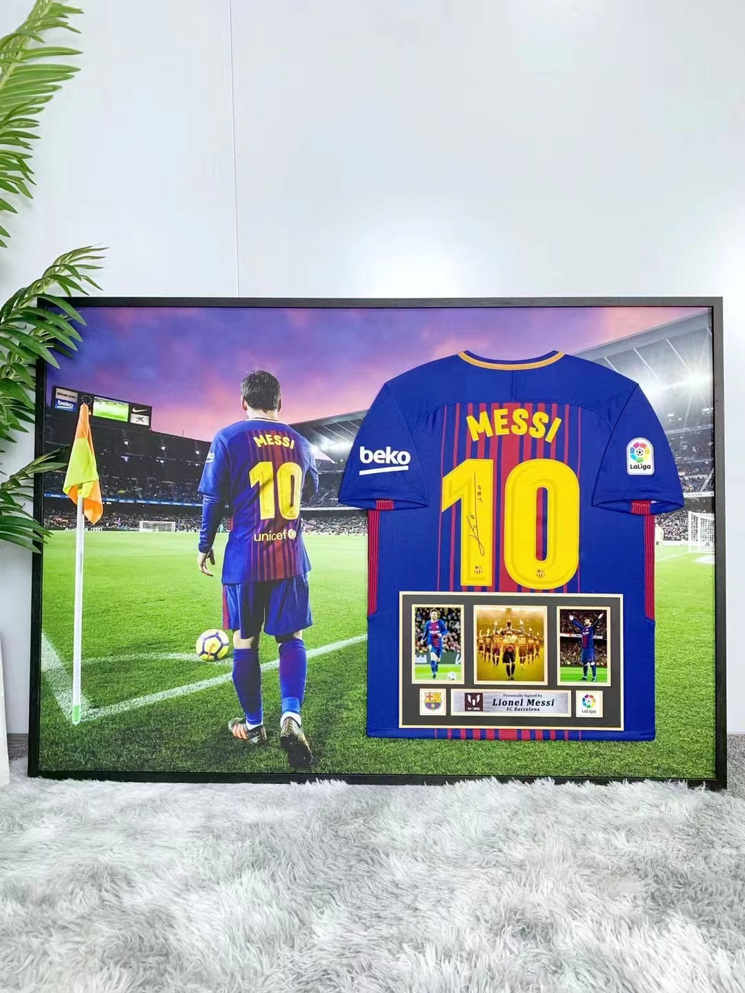 Lionel Messi Barcelona Signed Jersey Framing