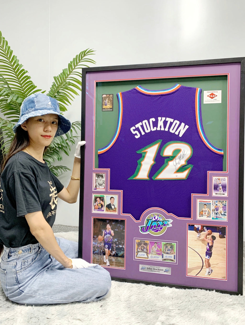 John Stockton Utah Jazz Autographed Jersey Custom Framing
