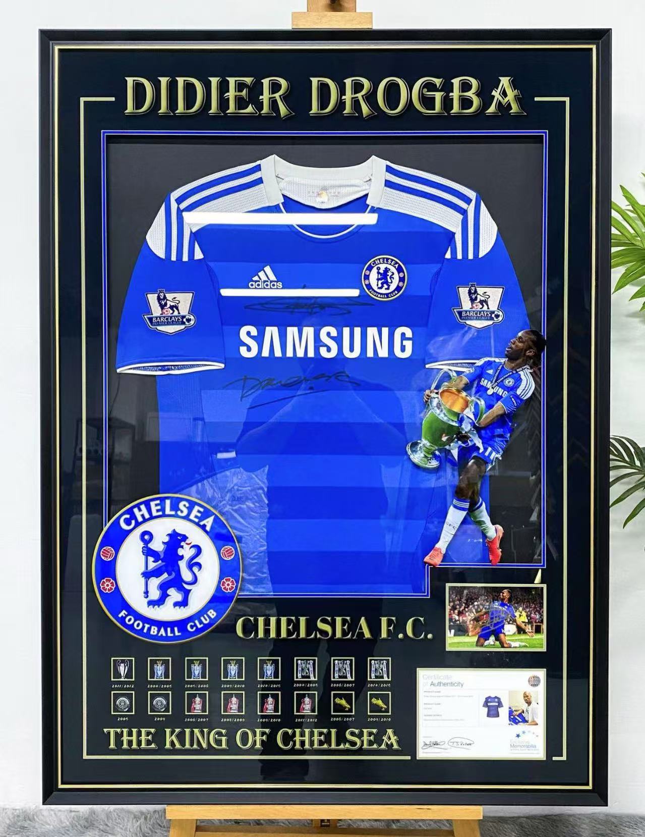 Didier Drogba Chelsea Autographed Jersey Custom Framing