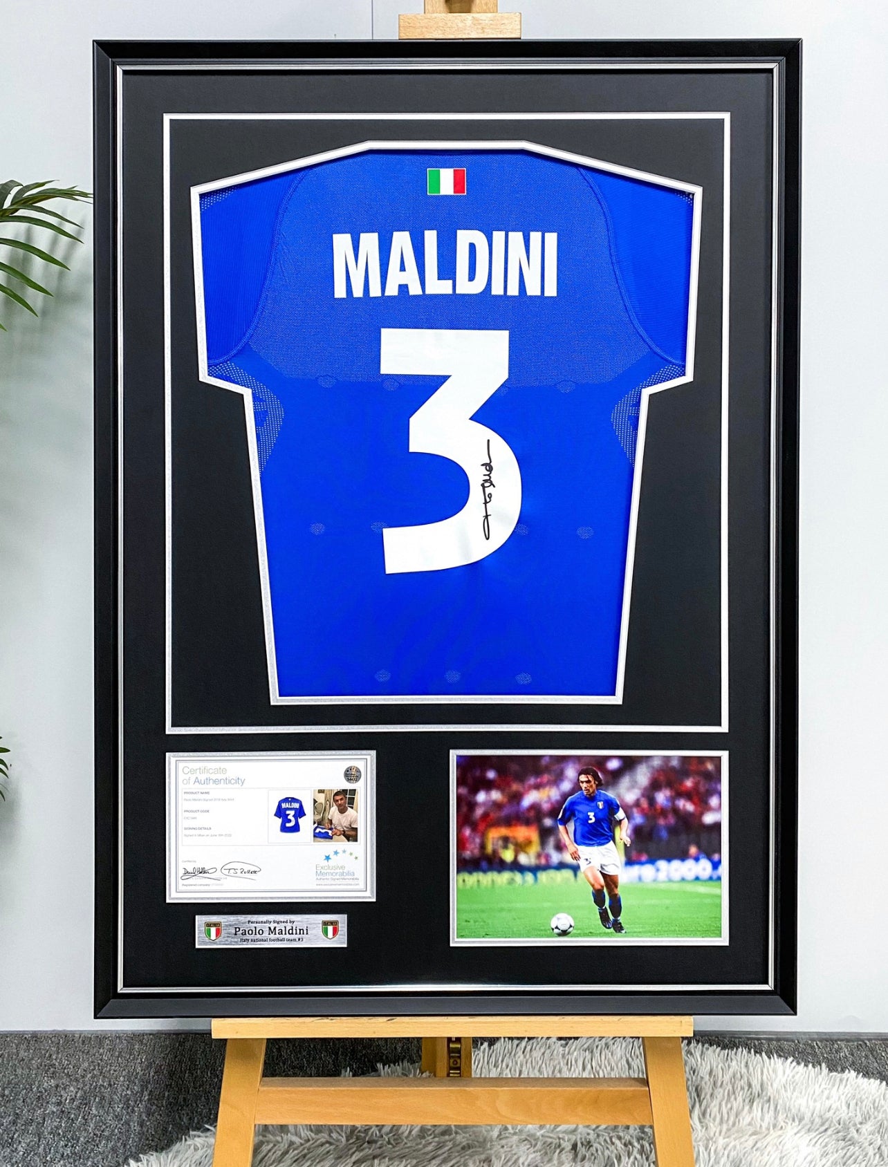 Paolo Maldini Italy Autographed Custom Framed Jersey