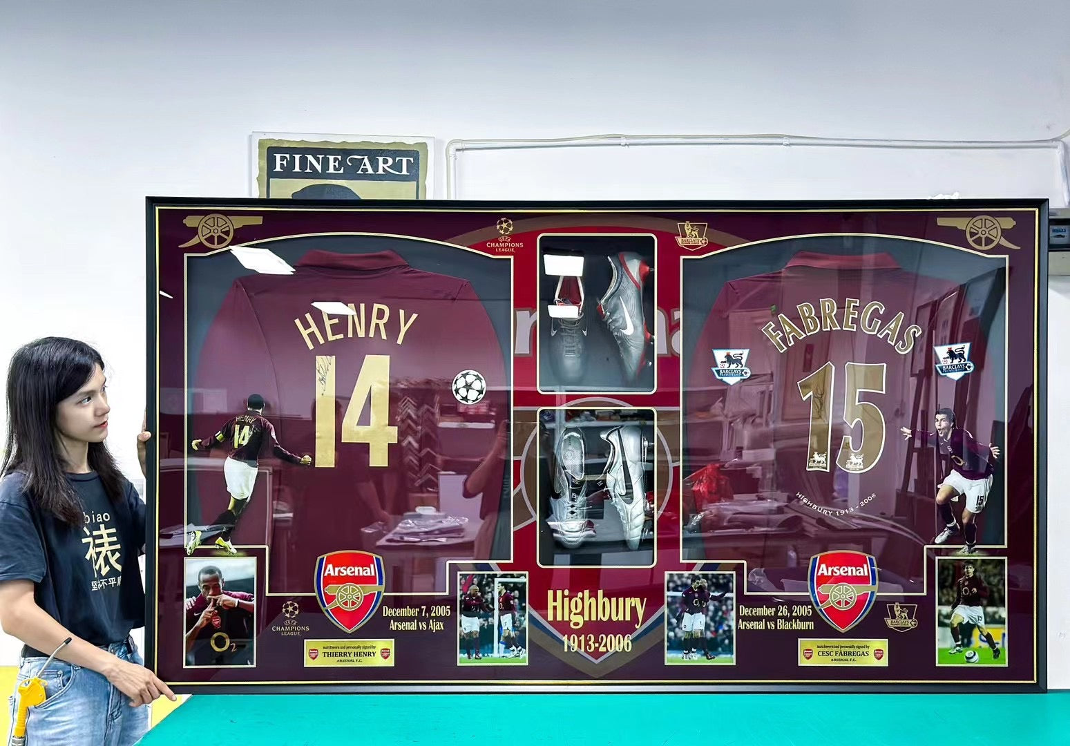 Thierry Henry & Fàbregas Arsenal Football Club Autographed Framed Jersey